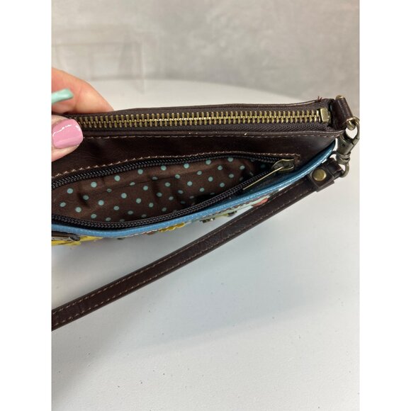 Chala Cross Body Purse Bag Mini Teal Octopus Zip Closure - Picture 4 of 9